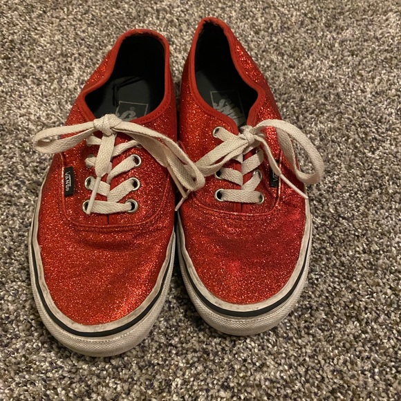 red sparkly vans
